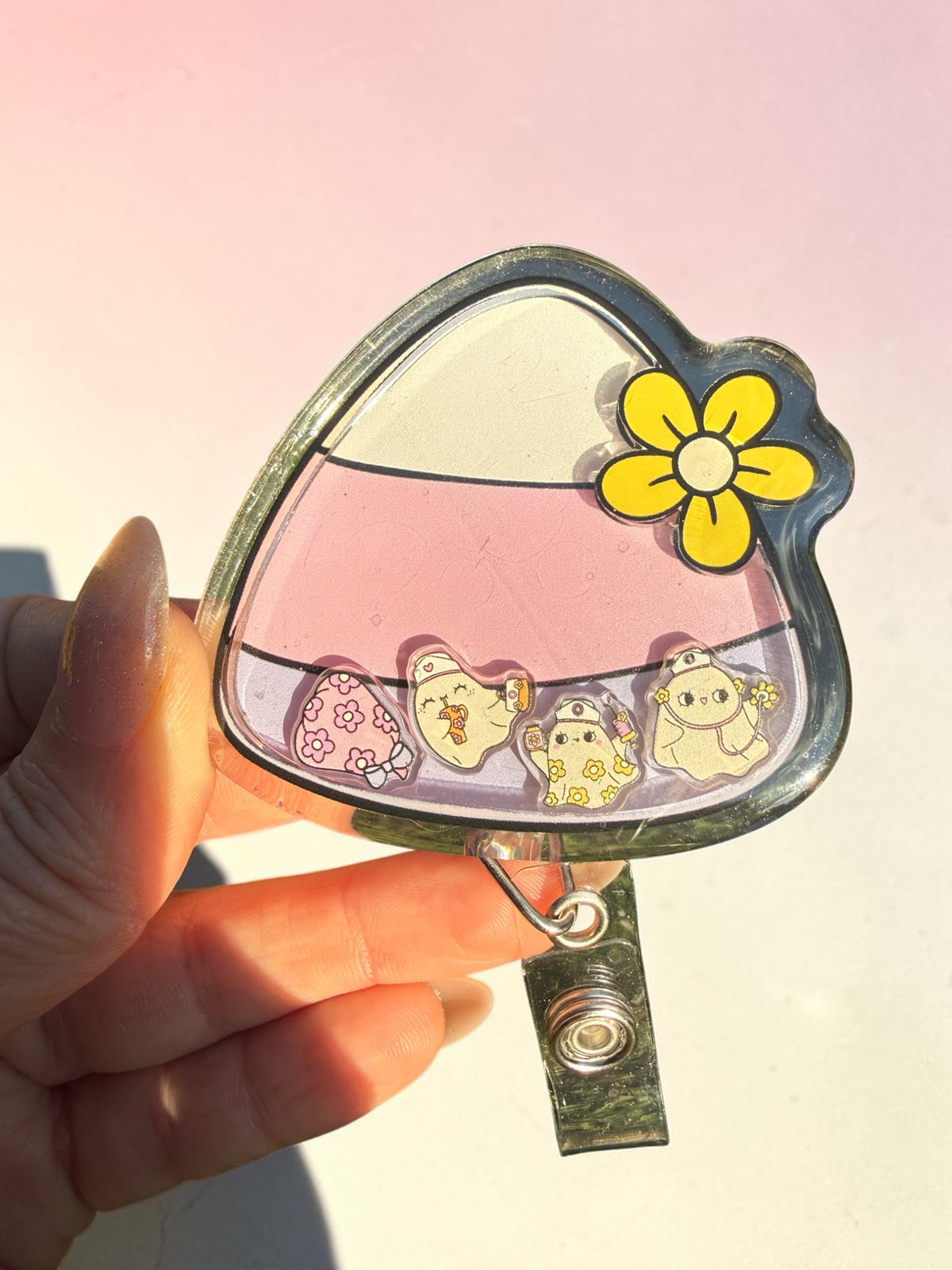 Cute Candy Corn shaker Badge Reel, Spooky Halloween Badge Reel, gift for nurse therapist teacher, Halloween Badge Reels, Candy Badge Reels