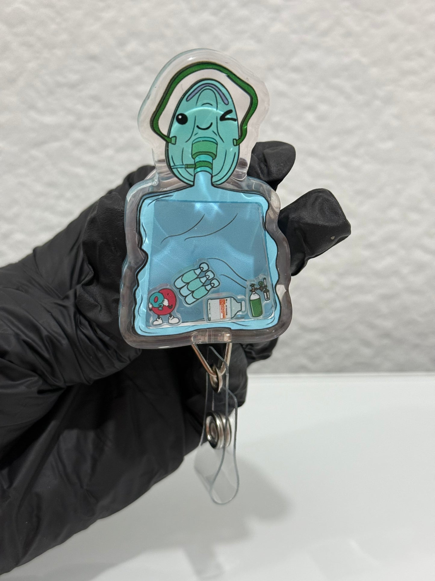 Non-rebreather mask, NRM shaker badge reel, christmas gift, nurse, nursing, ED nurse, Respiratory therapy, RT, oxygen therapy,