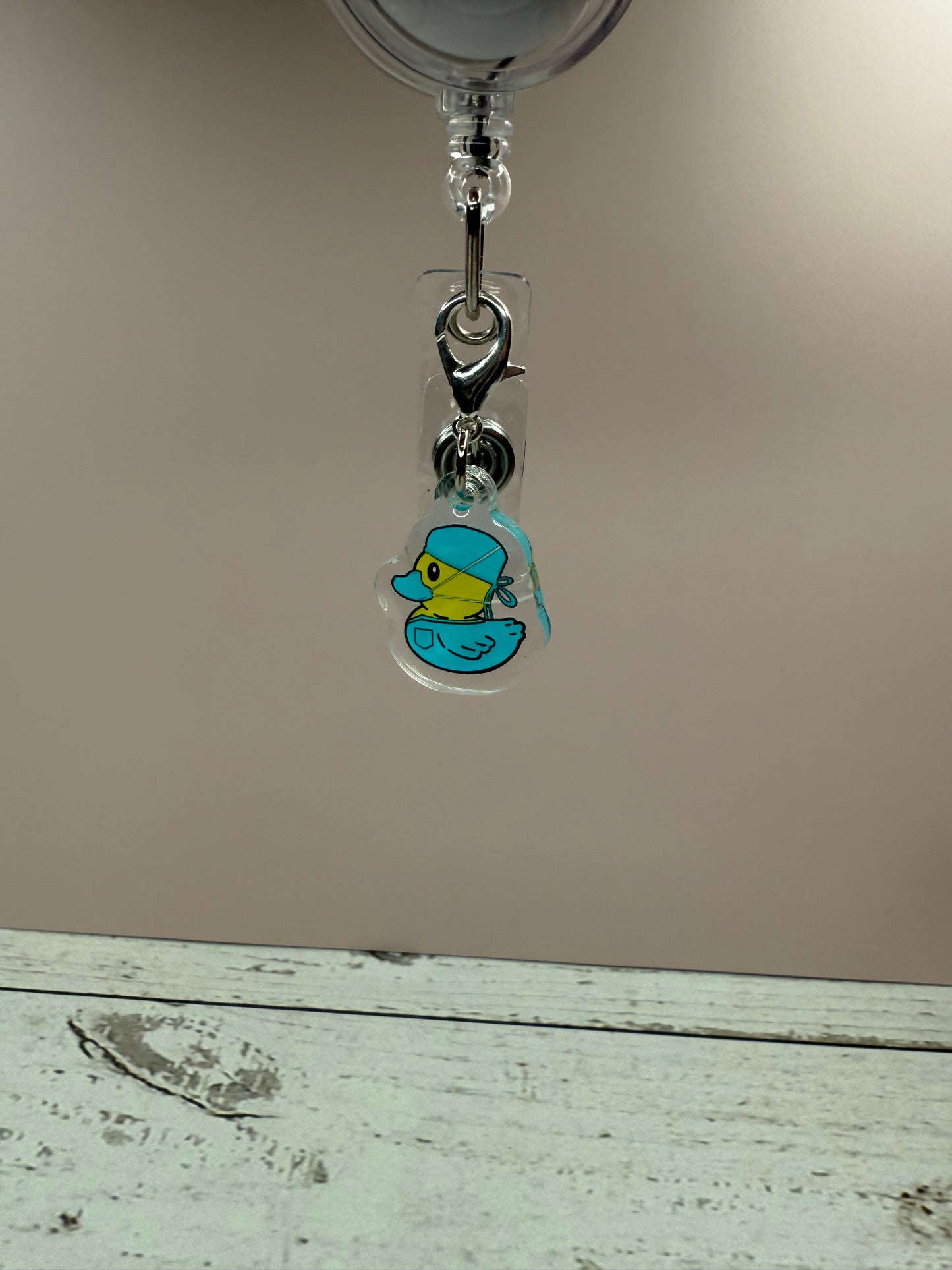 Duck with Scrub Charm for Badge Reel — Cute Acrylic Badge Charm, Nurse ID Accessory, Fun Medical Badge Add-On, Healthcare Gift