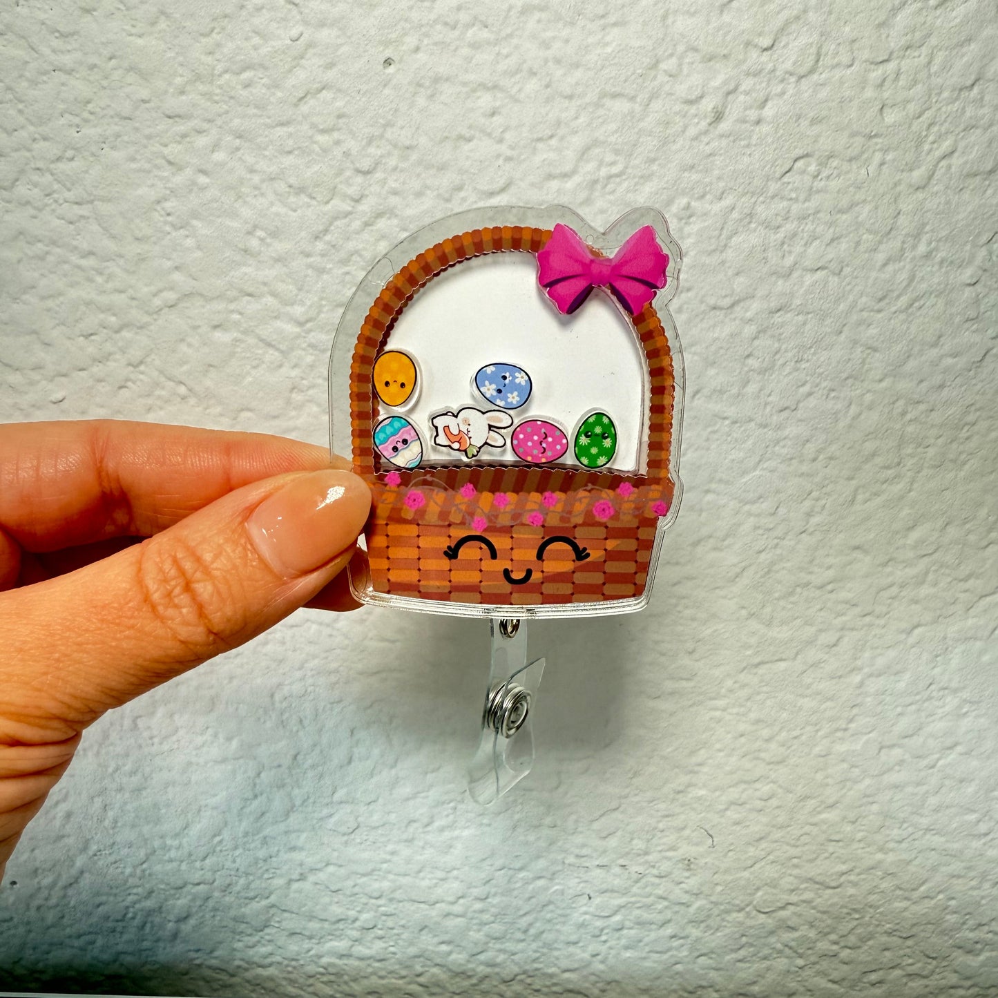 Easter Bunny Shaker Badge Reel, Easter Egg Badge, Nurse Badge Reel, Spring ID Holder, Retractable Badge, Cute Bunny Badge, Easter Gift
