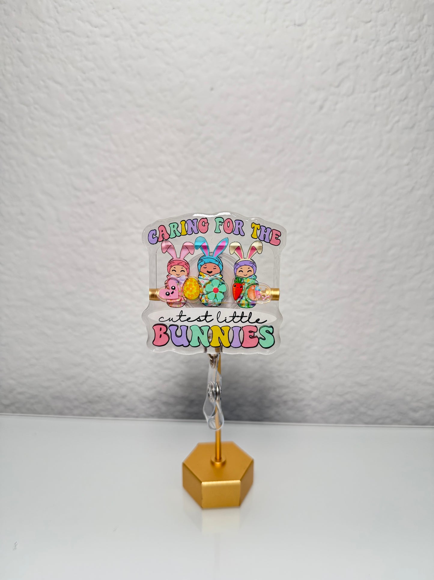 Easter Bunny Baby Shaker Badge Reel | L&D Nurse Badge | OBGYN Gift | Spring Baby Badge Reel | Midwife Gift | Nicu Badge Reel