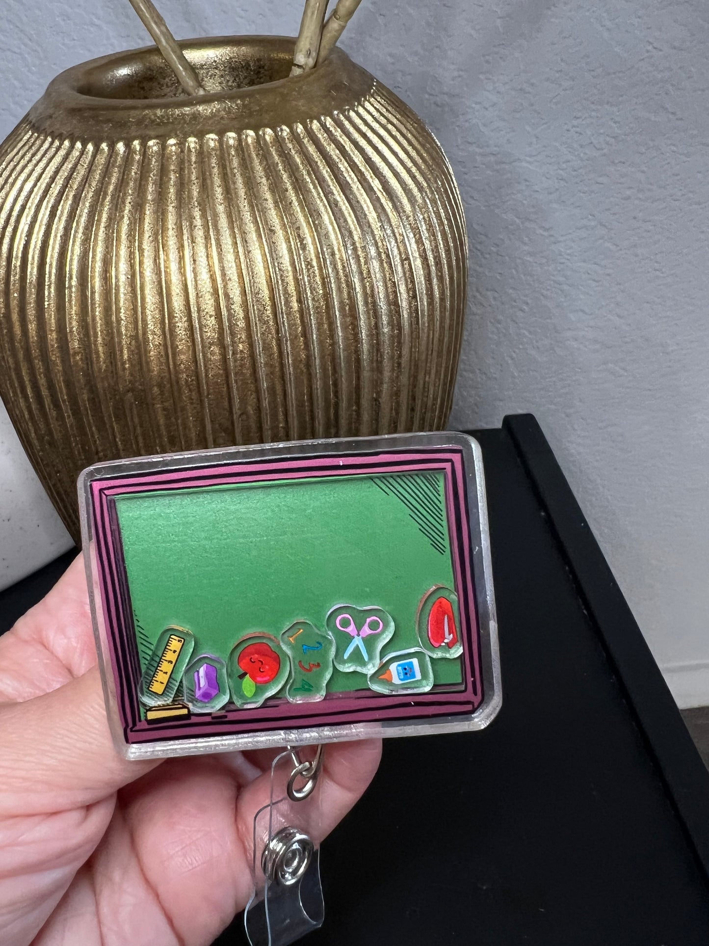 Shaker badge reel: Teacher Board