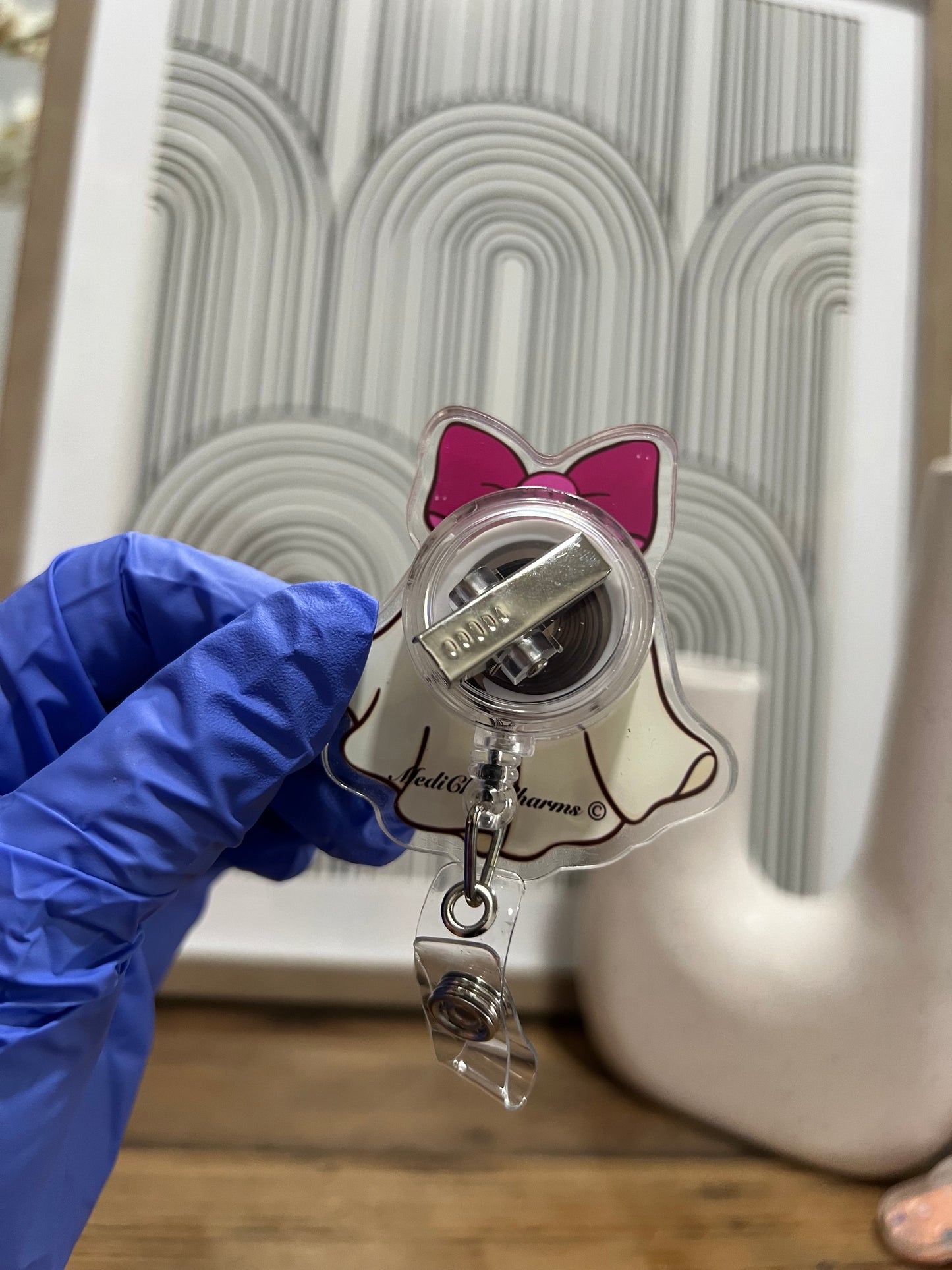 Shake Badge Reel: Girly ghost, Coquette Halloween, Coquette Pink Bow Ghost badge, Cute Ghost badge reel, Pink Coquette Halloween badge reel, Pink Spooky Vibes badge reel.