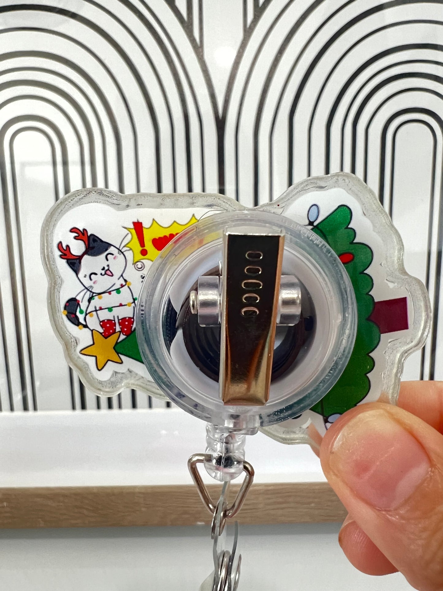 Christmas Cat What badge reel, Christmas badge reel, funny Cat, Christmas Cat shaker, Cat Lover reel, Christmas Tree, Christmas Gift