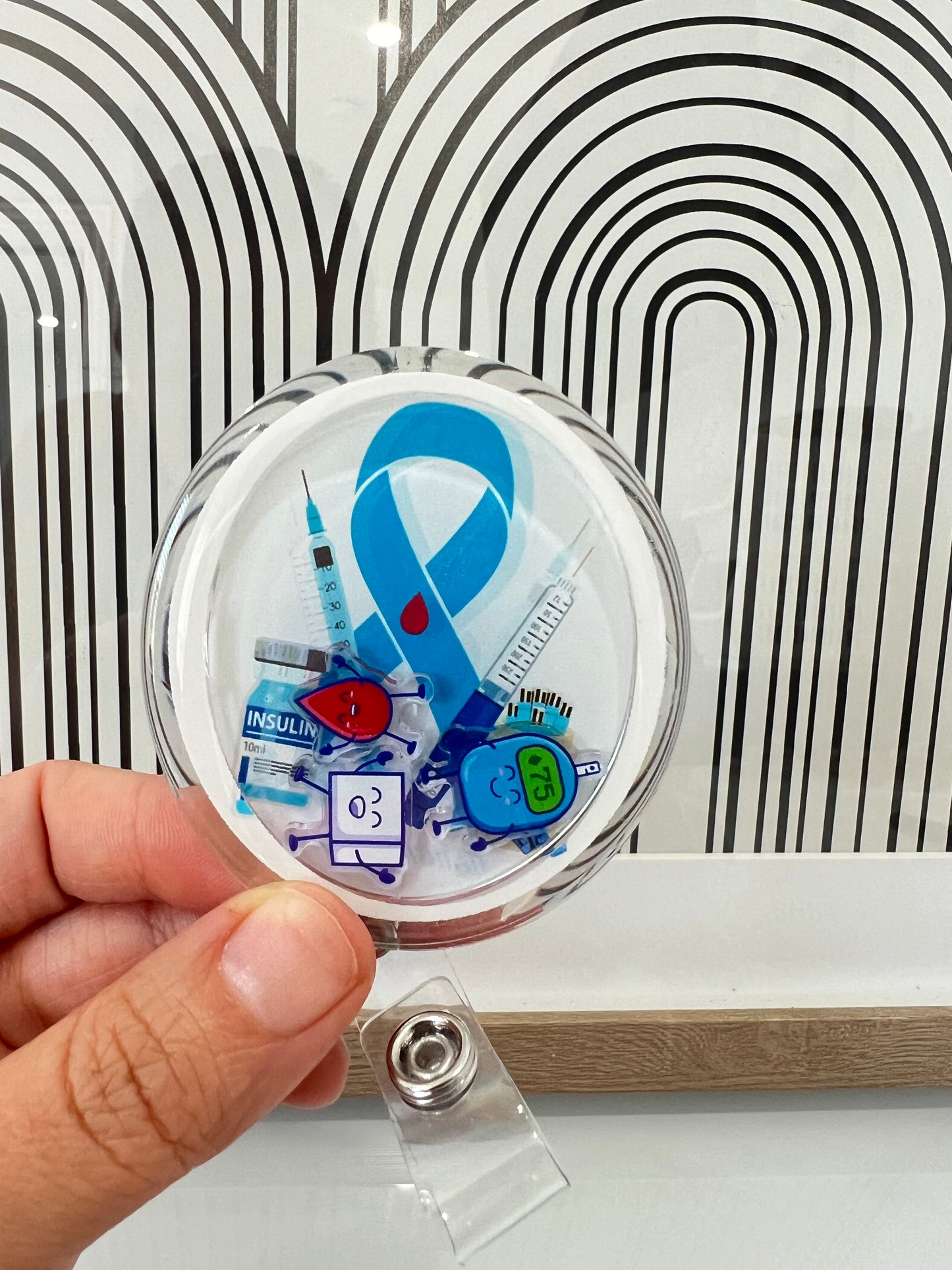Diabetes shaker badge reel, Type 1 Diabetes Badge Reel - T1D Badge Reel - Diabetes Awareness Badge Reel, T1D Badge Holder, Endocrinology Gift, Medical Badge Reel