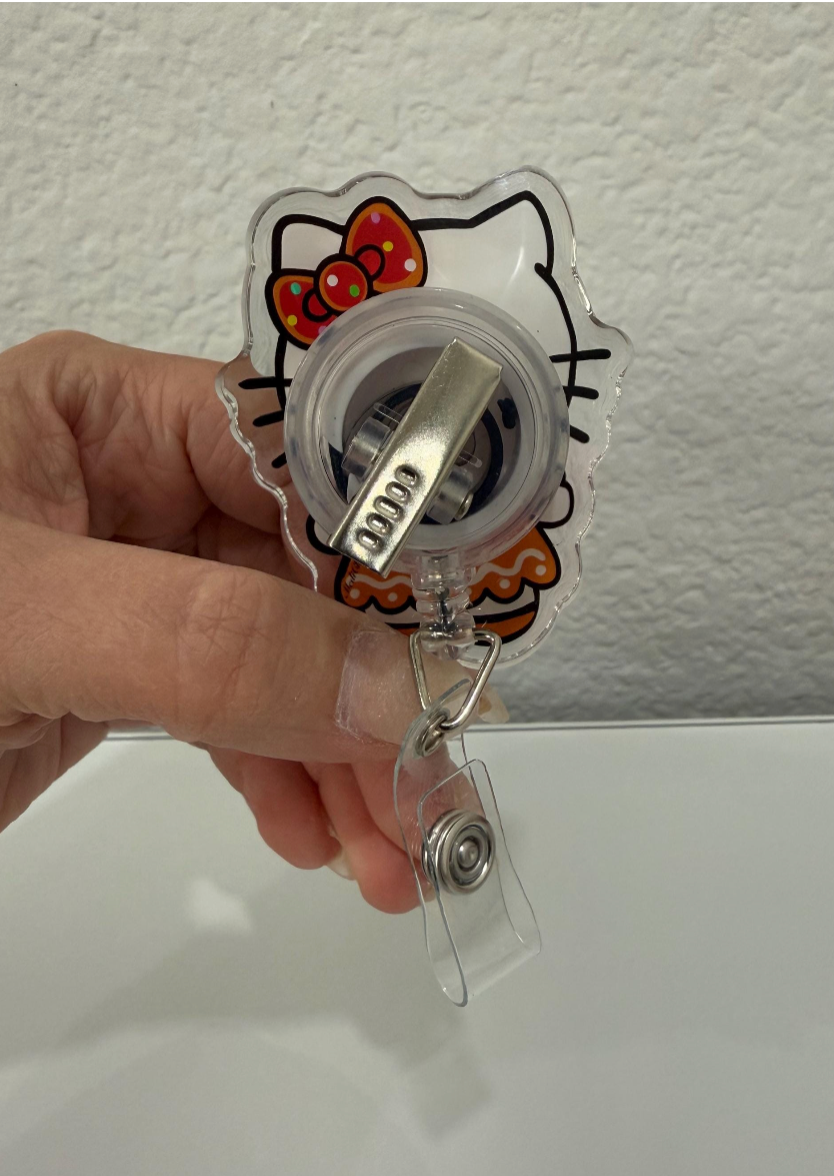 Gingerbread Kitty Shaker Badge Reel