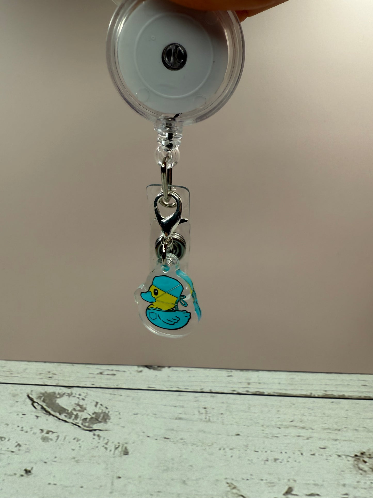 Duck with Scrub Charm for Badge Reel — Cute Acrylic Badge Charm, Nurse ID Accessory, Fun Medical Badge Add-On, Healthcare Gift