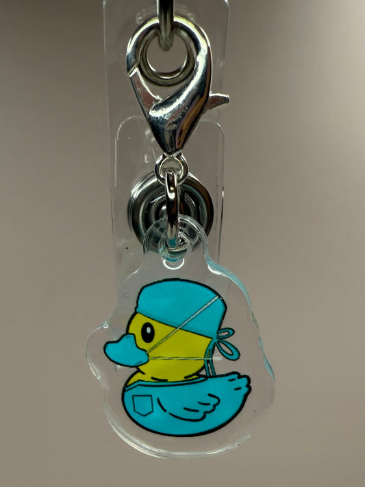 Duck with Scrub Charm for Badge Reel — Cute Acrylic Badge Charm, Nurse ID Accessory, Fun Medical Badge Add-On, Healthcare Gift
