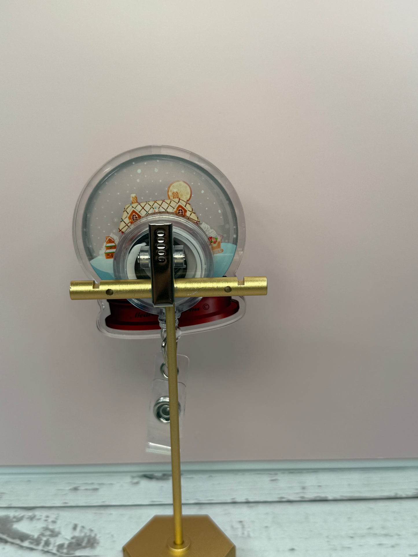 Gingerbread House Badge reel, Cute Christmas badge, Christmas Gift, Holiday retractable, Christmas Cookie reel, Christmas House shaker