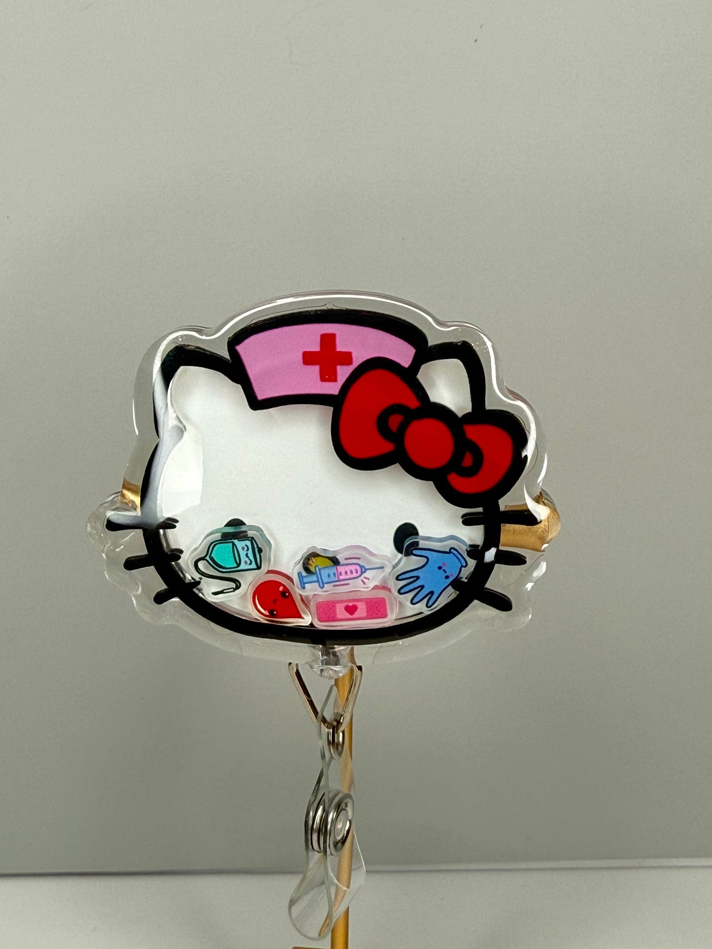 Hello Kitty Nurse Badge Reel | Medical Shaker ID Holder