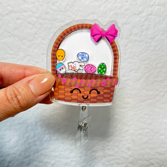 Easter Bunny Shaker Badge Reel, Easter Egg Badge, Nurse Badge Reel, Spring ID Holder, Retractable Badge, Cute Bunny Badge, Easter Gift