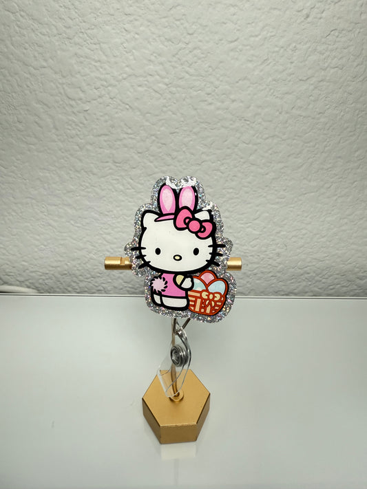 Hello Kitty Easter Badge Reel | Cute Bunny Badge Reel | Egg Hunt Basket | Easter ID Holder | Spring Nurse Badge | Fun Retractable Reel