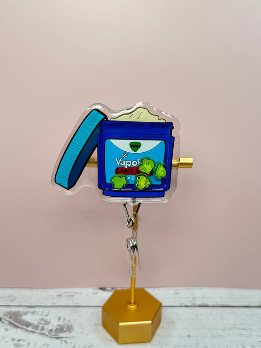 Sana Sana Colita de Rana, Badge Reel, Shaker Badge Reel, Mexican badge reel, spanish badge reel, sana sana, hispanic vics