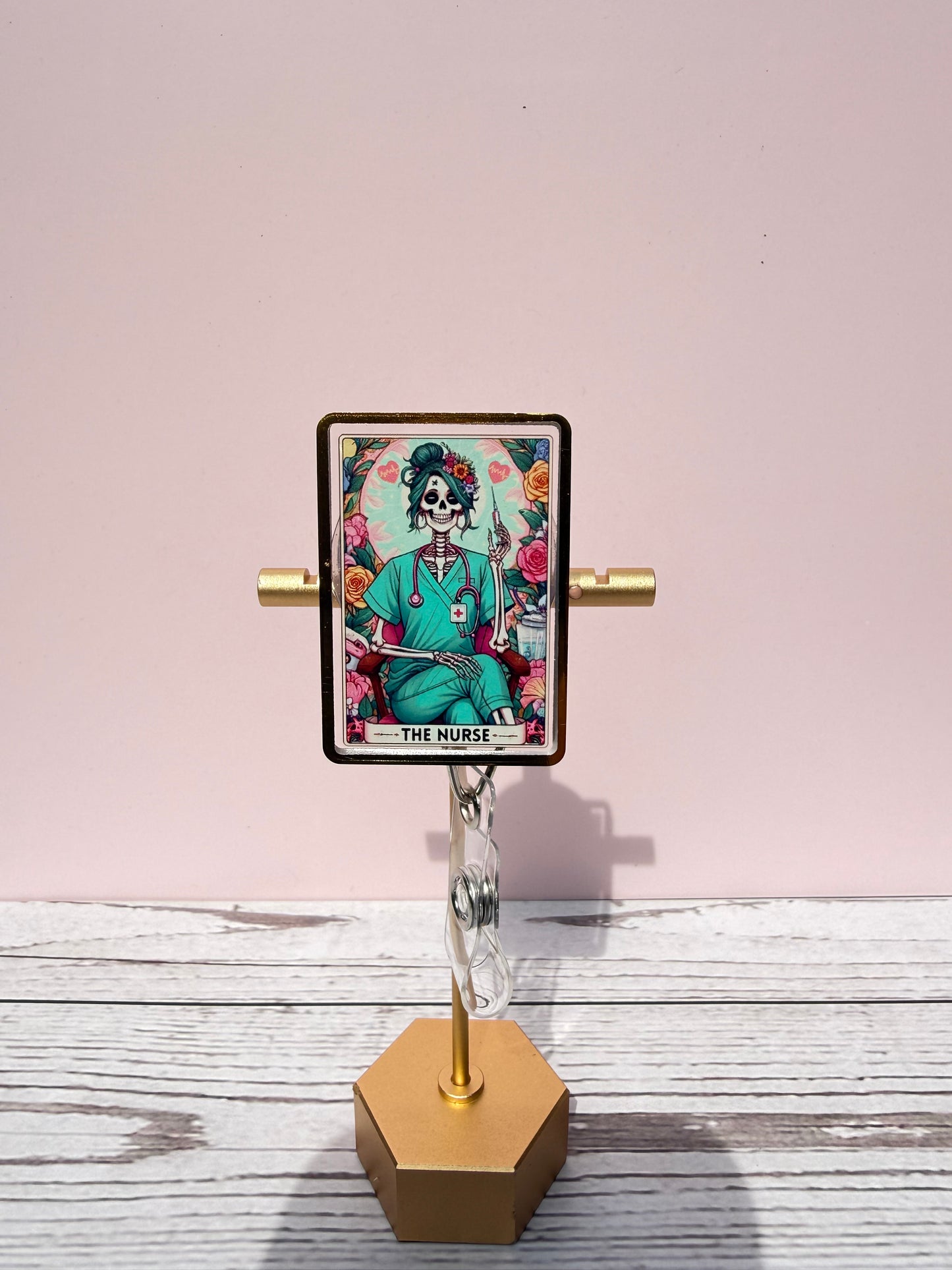 The Nurse Tarot Card badge reel, Skeleton Nurse, Gift For Nurse Registered, Funny Skeleton Nurse Design badge reel, Nursing Witch Skull