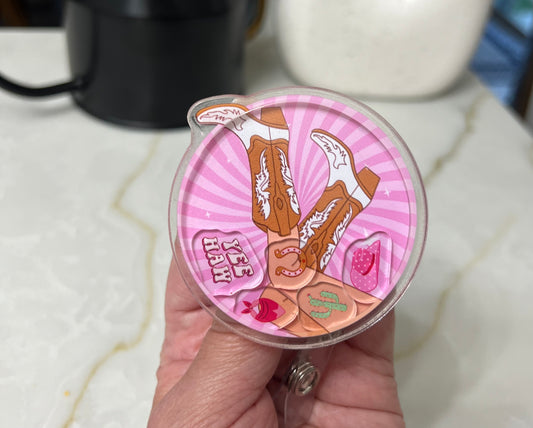 Shaker badge reel: Cowgirl boots