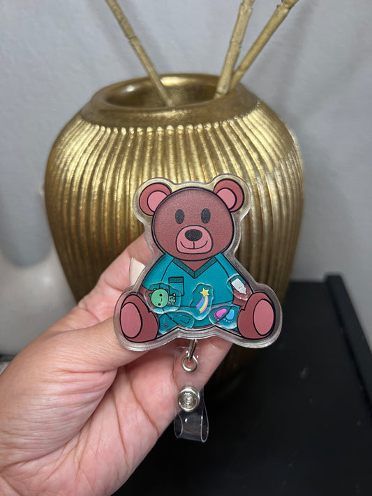 Shaker badge reel: OR bear