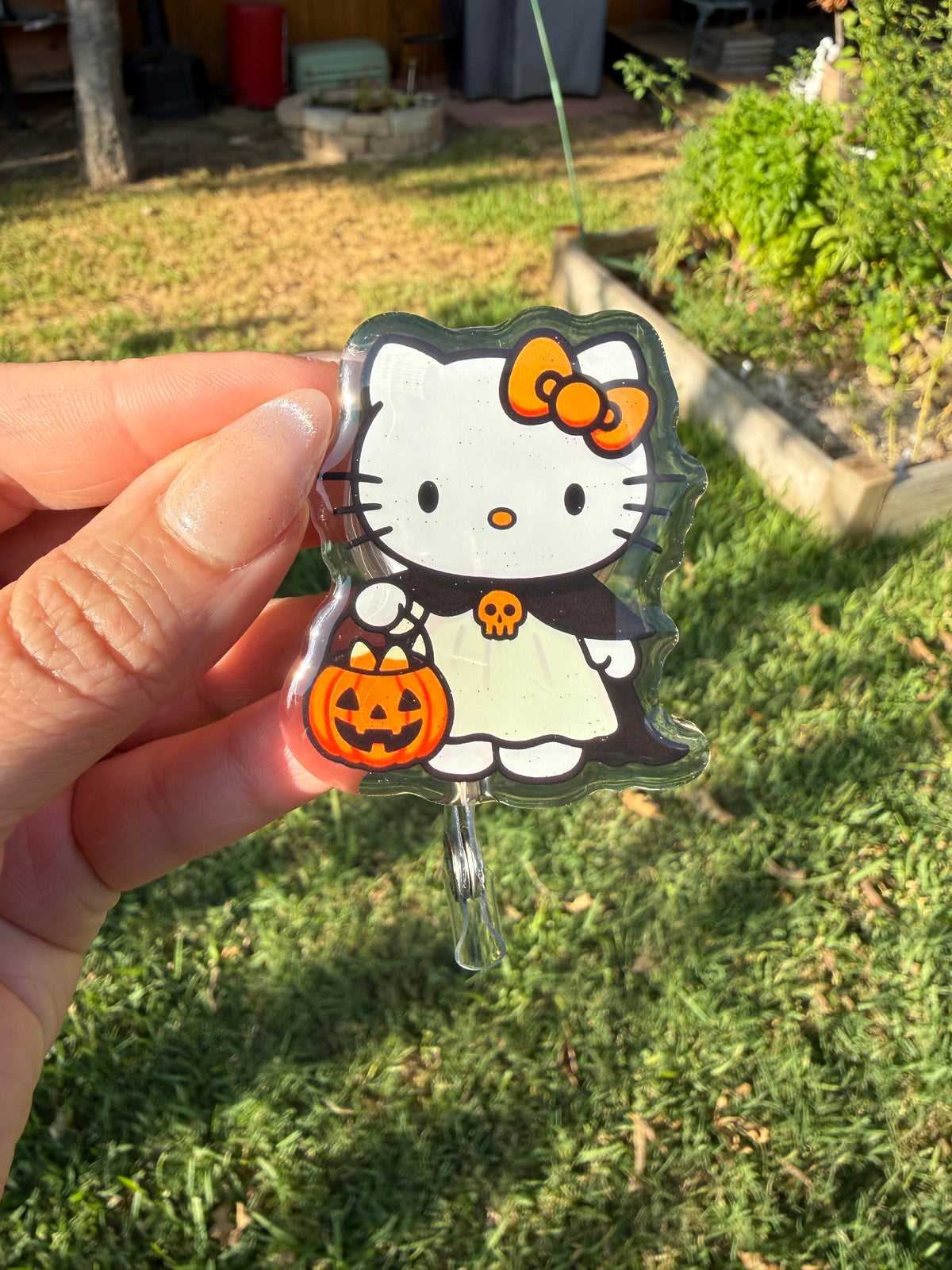 Halloween Kitty Badge Reel, Cute Trick or Treat Retractable ID Holder, Spooky Cat Badge Reel, Halloween Nurse Badge Reel