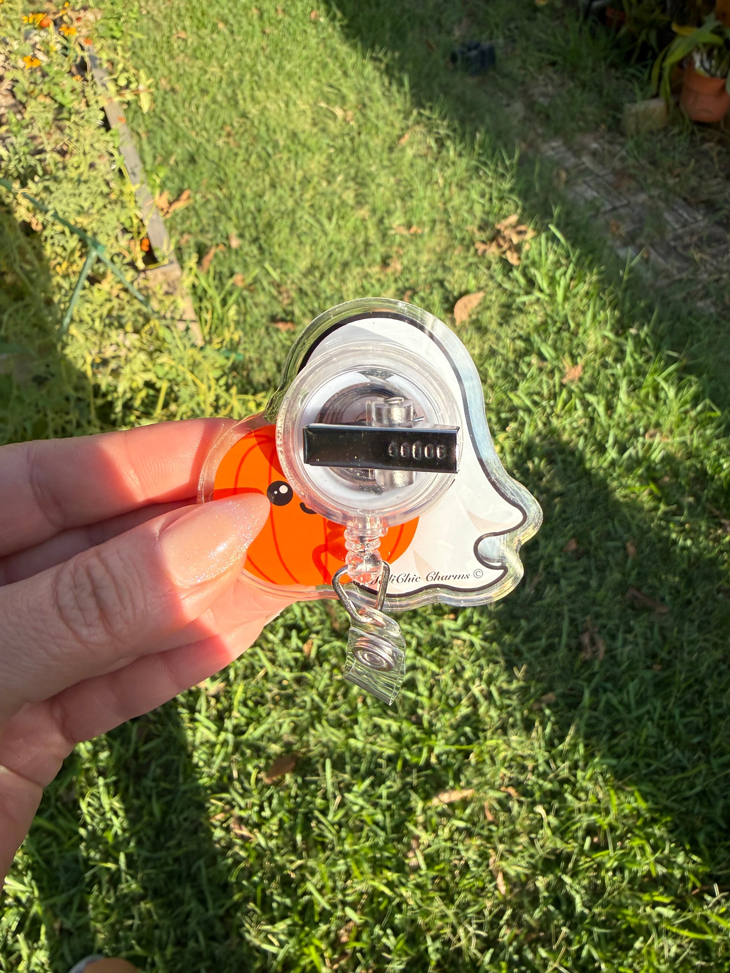 Halloween Ghost Pumpkin Shaker Badge Reel, Cute Spooky Retractable ID Holder, Fall Nurse Badge Reel, Halloween Nursing Gift