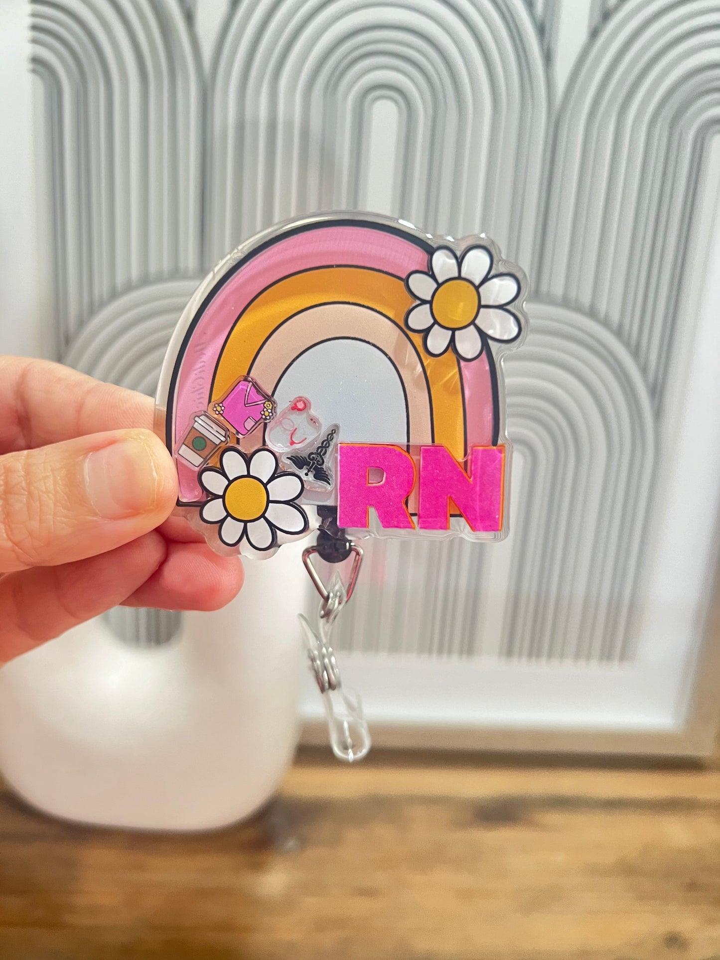 RN rainbow Shaker Badge Reel