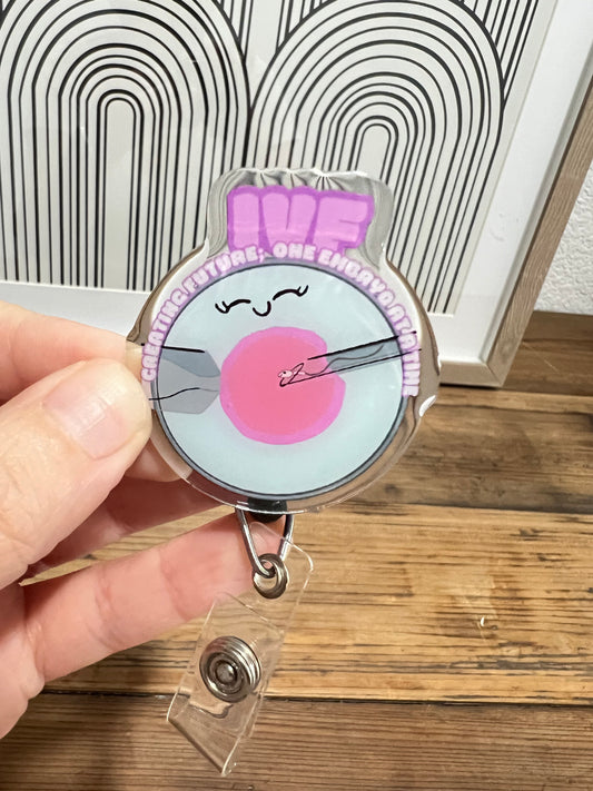 IVF badge reel, reproductive health, in vitro, fertility, obstetrics, gynecology, doctor, nurse, medical, hospital ID badge holder
