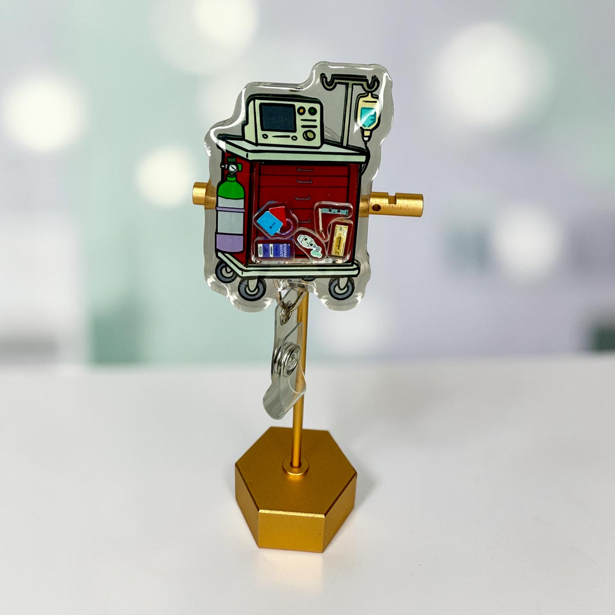 Crash Cart Shaker Badge Reel, Emergency Nurse Badge Reel, ER RN Retractable ID Holder, Medical Badge Reel, Nurse Gift