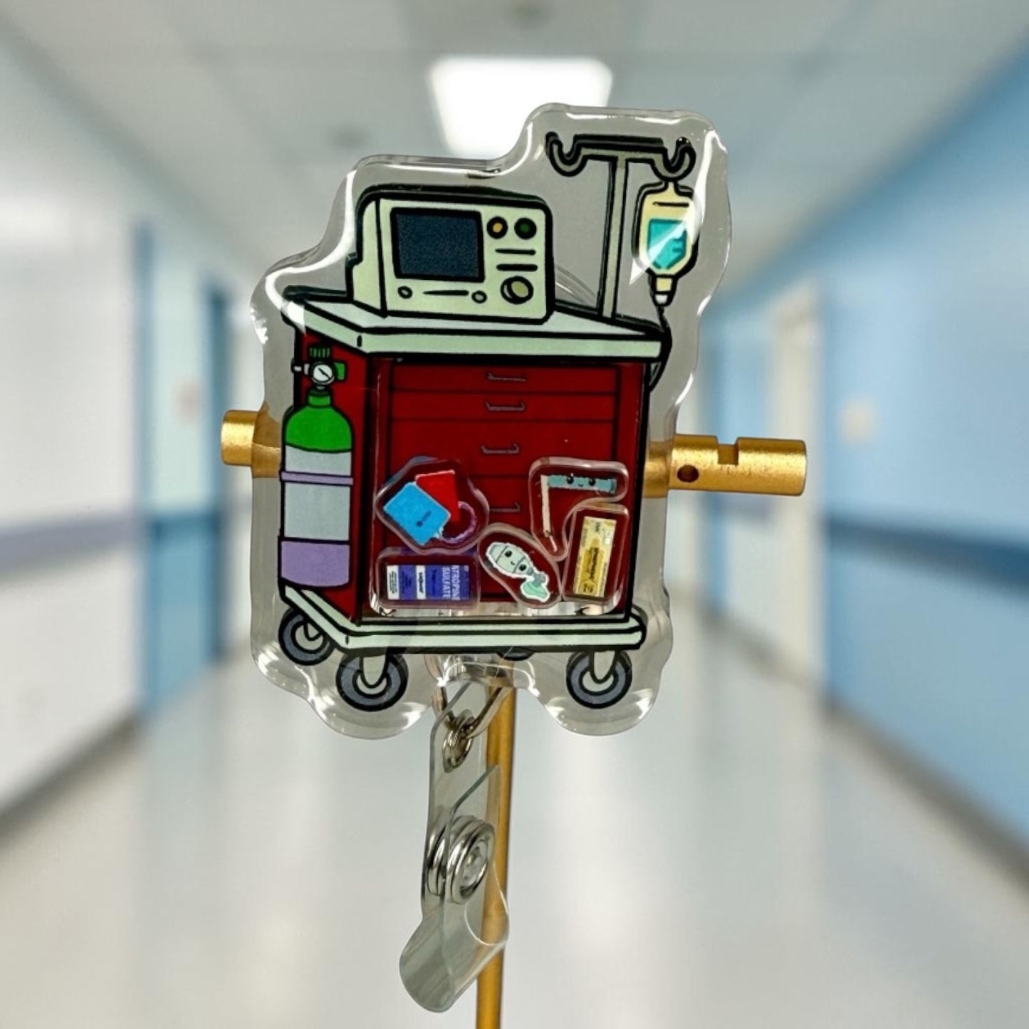 Crash Cart Shaker Badge Reel, Emergency Nurse Badge Reel, ER RN Retractable ID Holder, Medical Badge Reel, Nurse Gift
