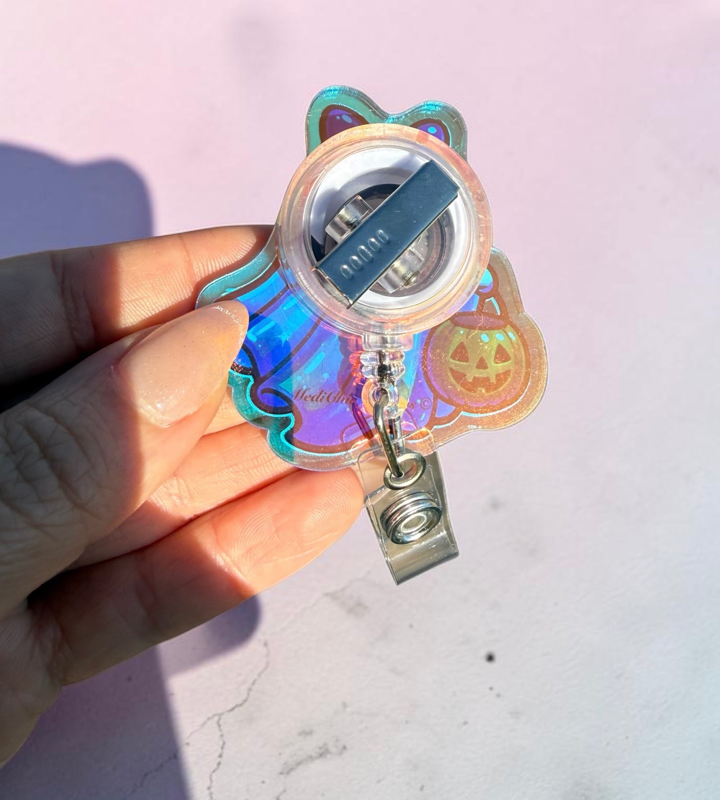 Pastel Ghost Badge Reel, Cute Halloween Badge Reel, Pink Ghost Retractable ID Holder, Spooky Cute Nurse Badge Reel, Fall Nurse Gift