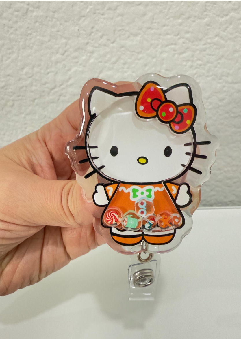 Gingerbread Kitty Shaker Badge Reel